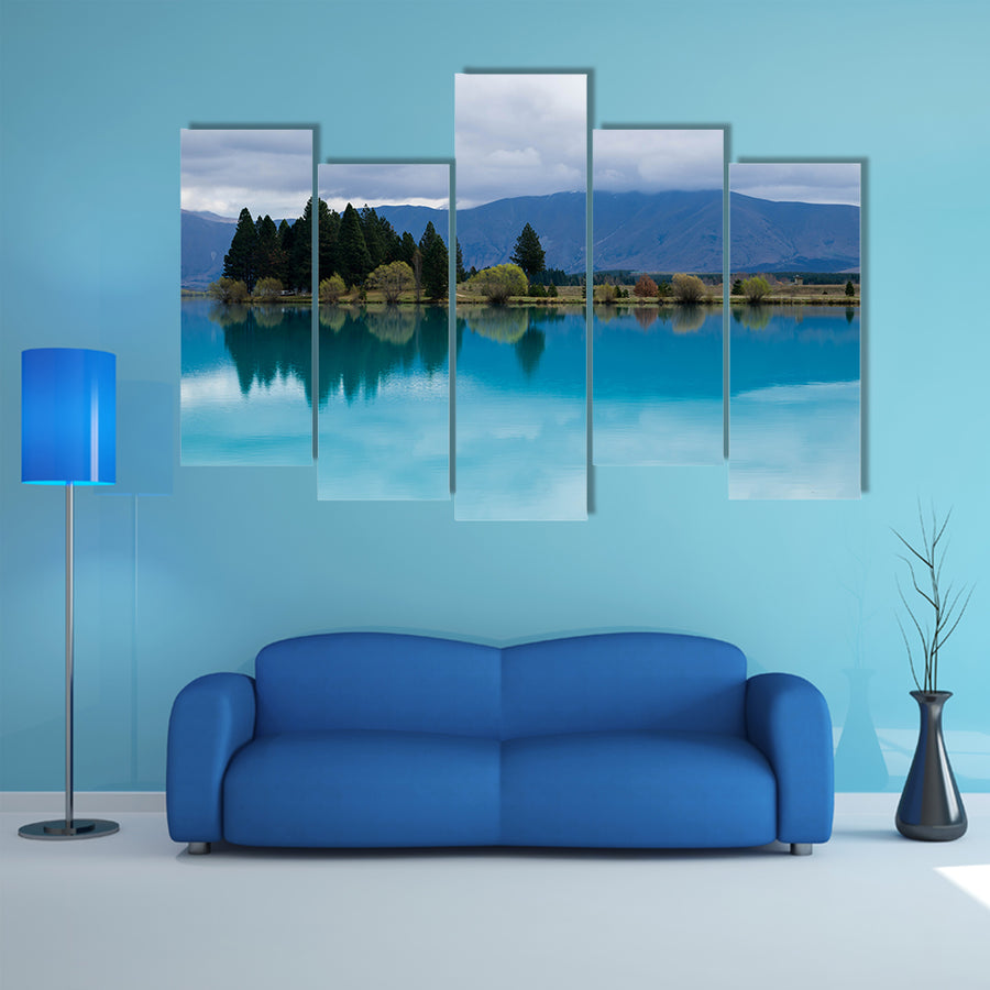 Blue Lake In New Zealand Multi Panel Canvas Wall Art