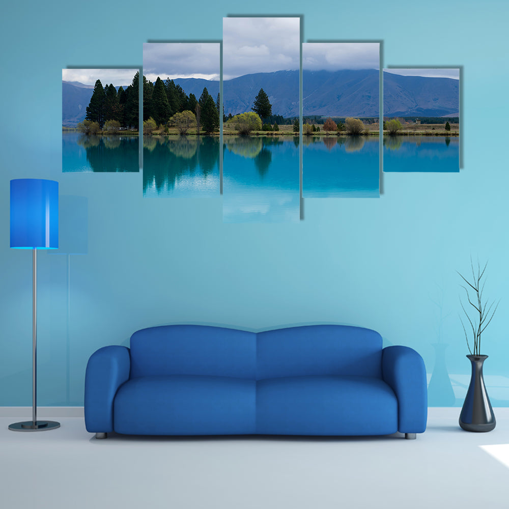 Blue Lake In New Zealand Multi Panel Canvas Wall Art