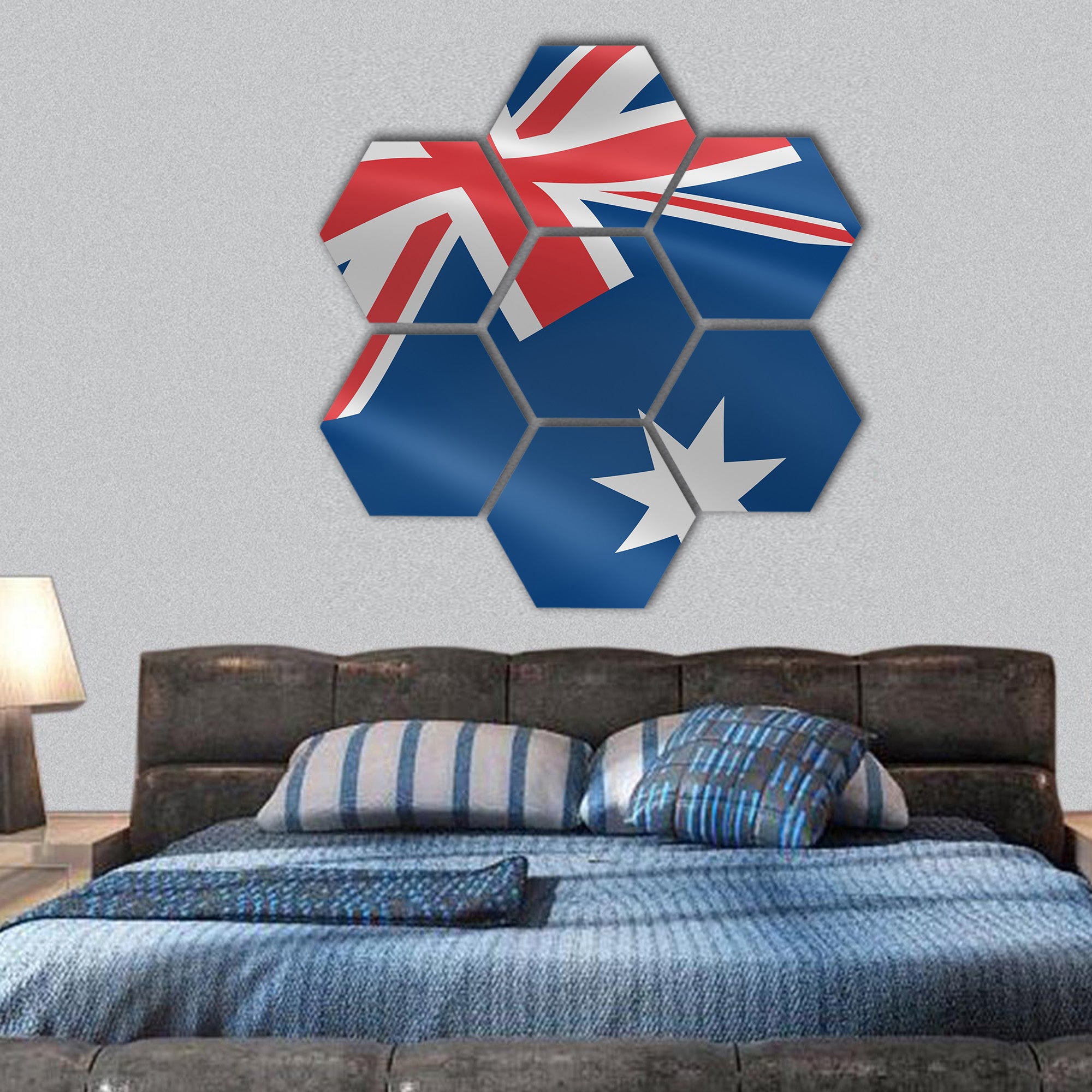 Australian flag hexagonal canvas wall art