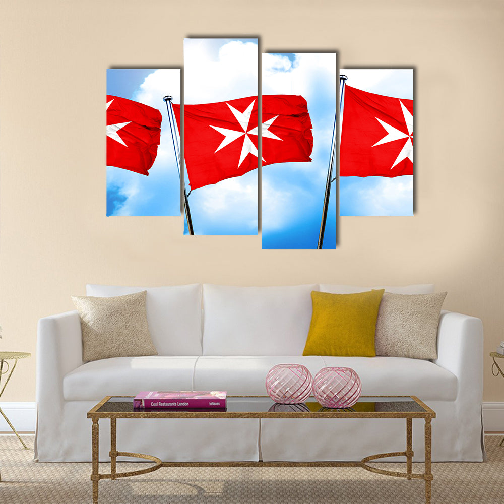 Malta knights flag, 3D rendering Multi Panel Canvas Wall Art
