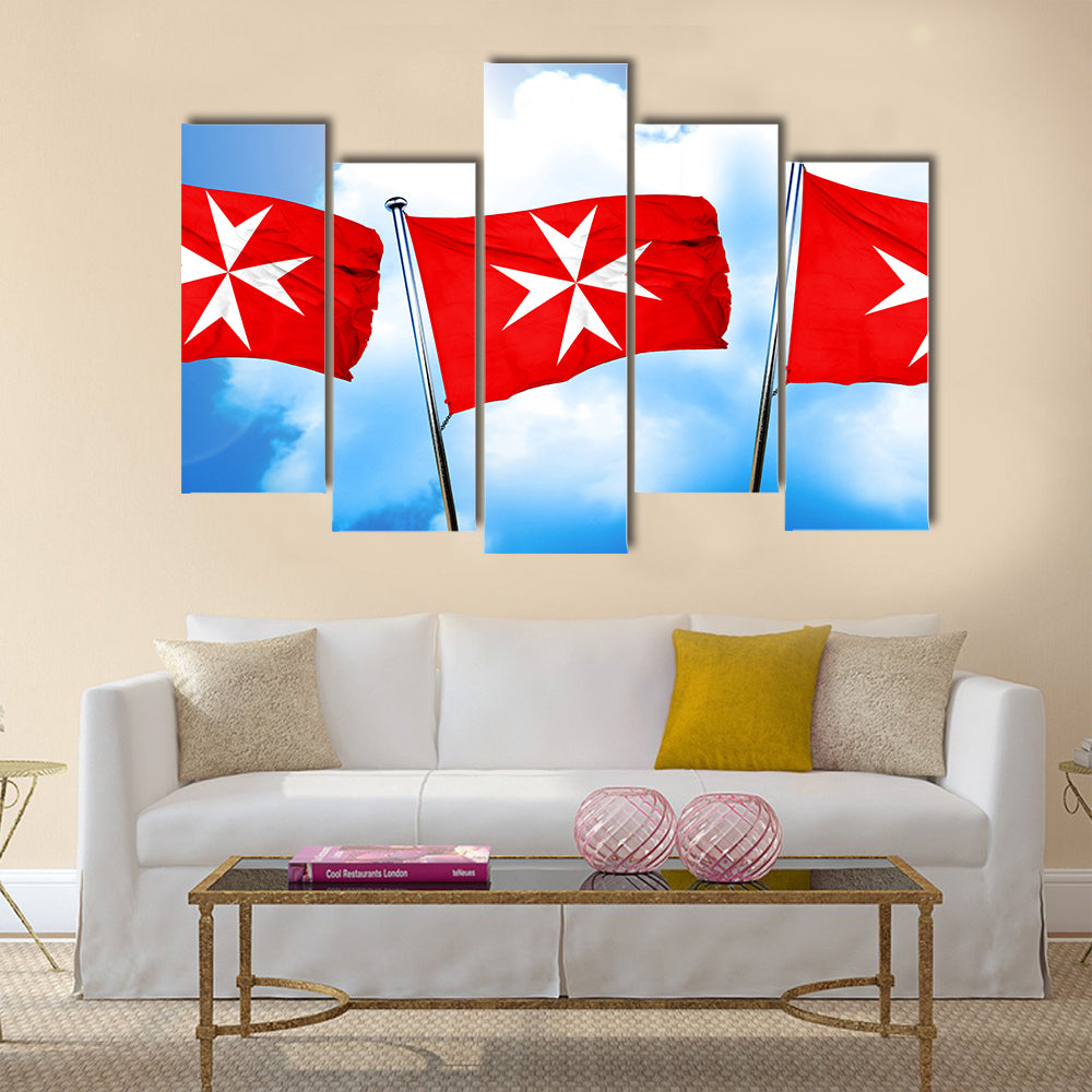 Malta knights flag, 3D rendering Multi Panel Canvas Wall Art