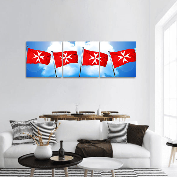 Malta knights flag, 3D rendering Panoramic canvas Wall Art