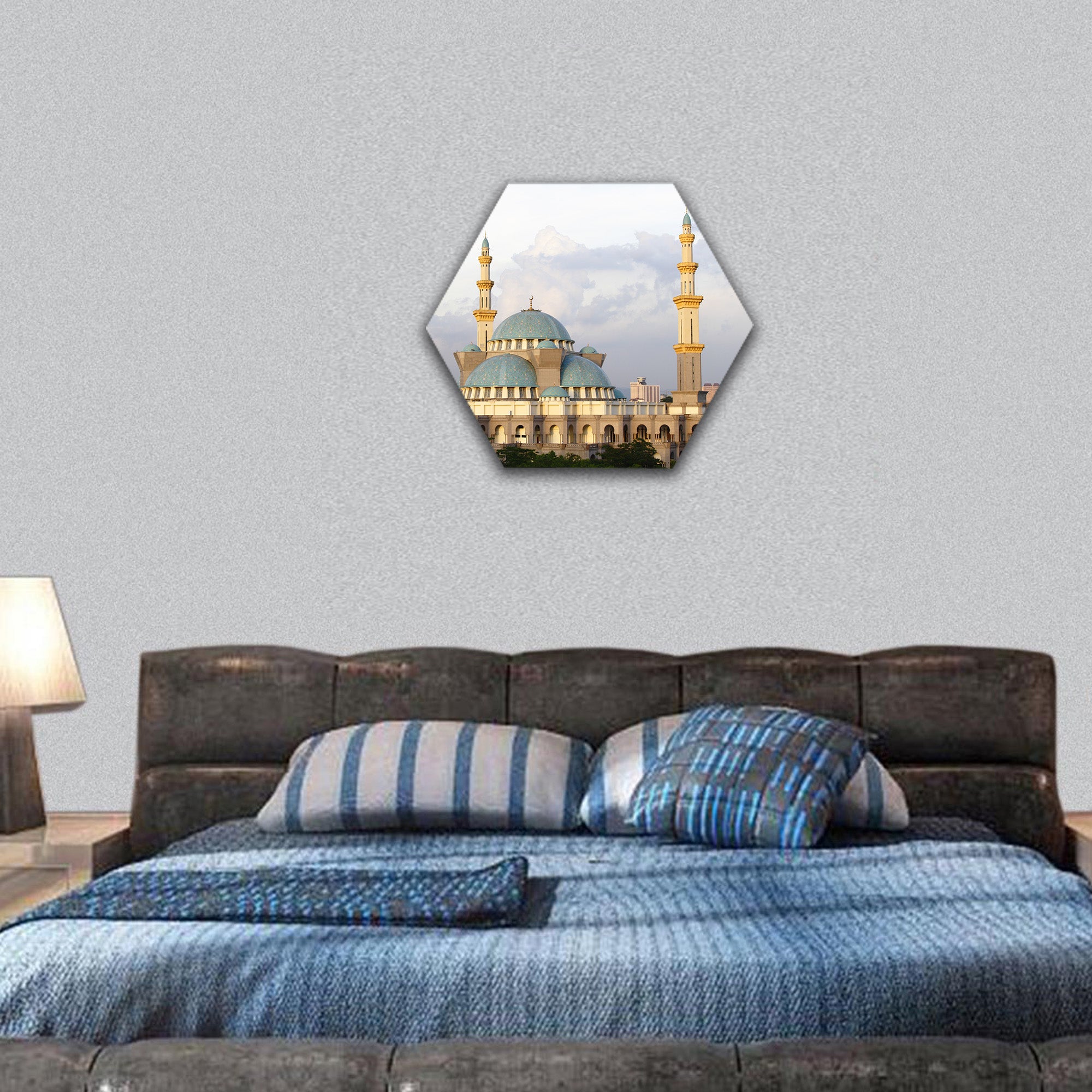 Federal Territory Mosque at Kuala Lumpur, Malaysia hexagonal canvas wall art