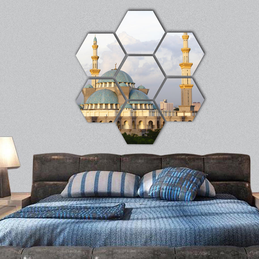 Federal Territory Mosque at Kuala Lumpur, Malaysia hexagonal canvas wall art