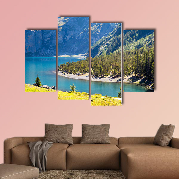 The panorama in summer view over the Oeschinensee (Oeschinen Lake) wall art