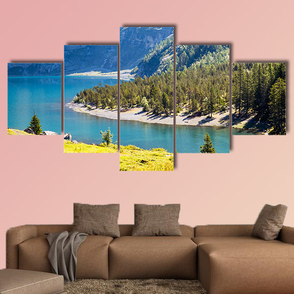 The panorama in summer view over the Oeschinensee (Oeschinen Lake) wall art
