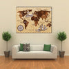 Hand drawn sketch retro world map multi panel canvas wall art