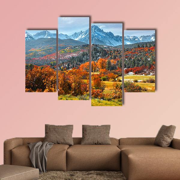 Sneffles peak in Colorado in autumn time multi panel canvas wall art