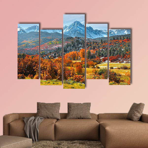 Sneffles peak in Colorado in autumn time multi panel canvas wall art
