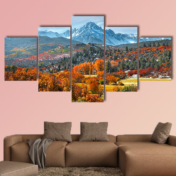 Sneffles peak in Colorado in autumn time multi panel canvas wall art