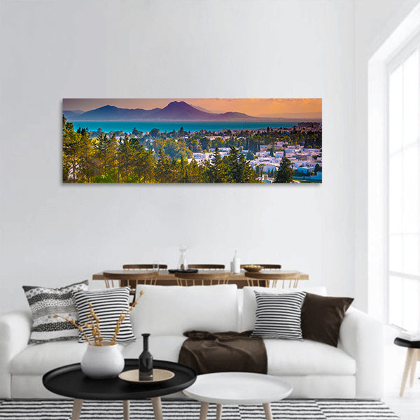 View from hill Byrsa panoramic canvas wall art