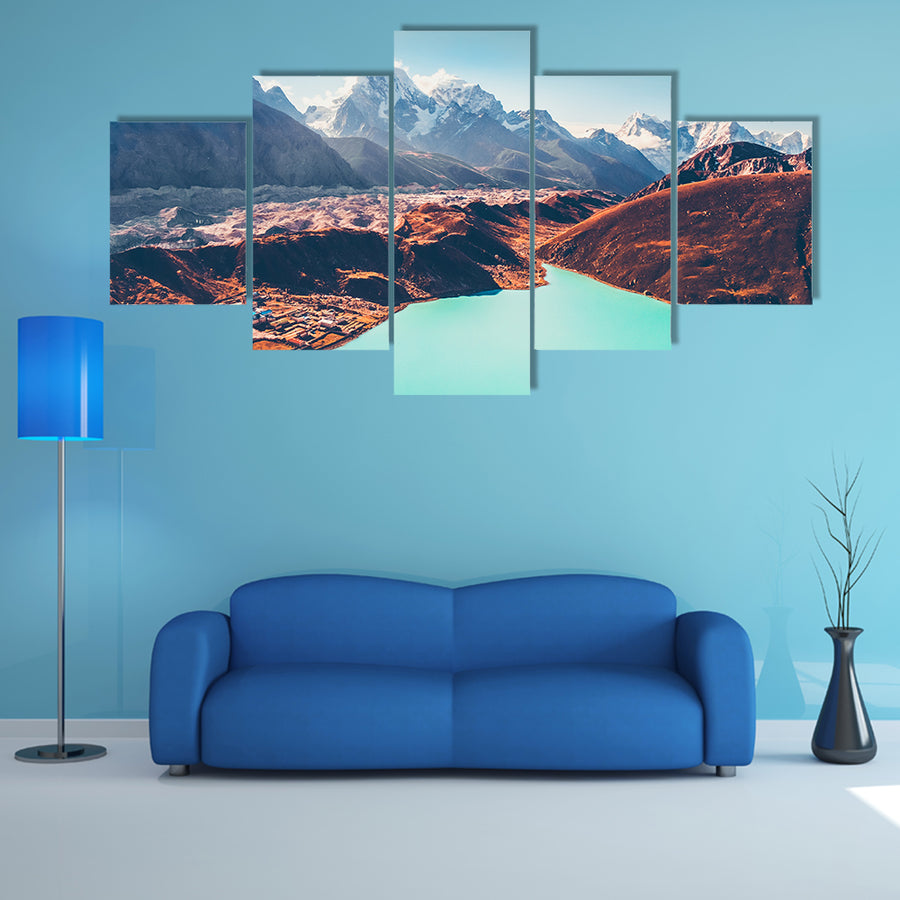 Dudh Pokhari Tso or Gokyo Lake, Gokyo village, multi panel canvas wall art