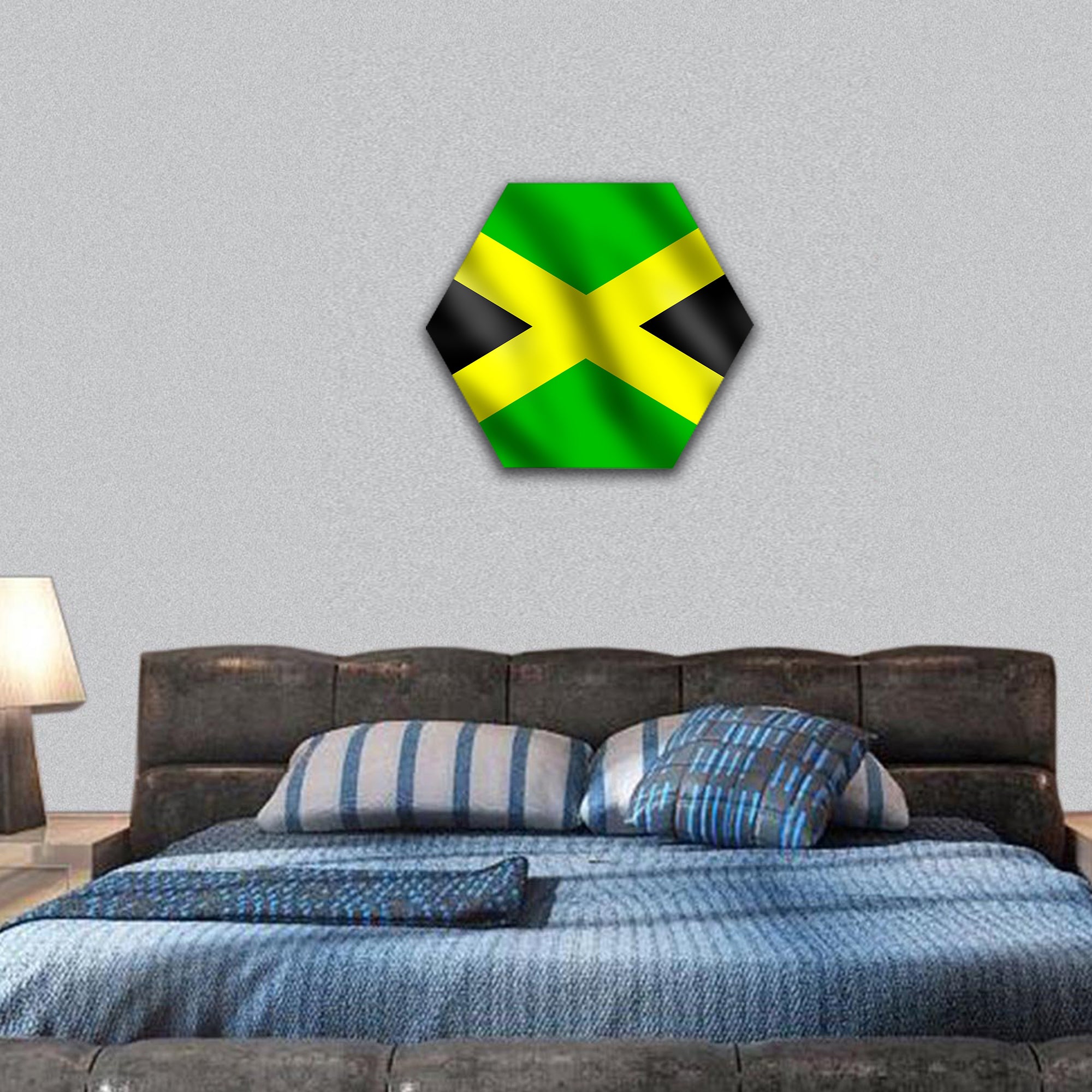 Flag of Jamaica, 3d illustration hexagonal canvas wall art