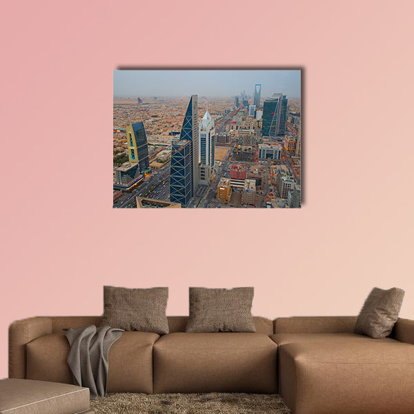 Aerial view of Riyadh downtown in Riyadh, Saudi Arabia multi panel canvas wall art