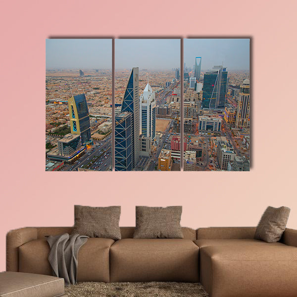 Aerial view of Riyadh downtown in Riyadh, Saudi Arabia multi panel canvas wall art