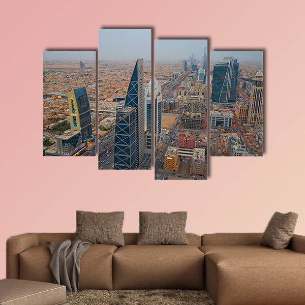 Aerial view of Riyadh downtown in Riyadh, Saudi Arabia multi panel canvas wall art