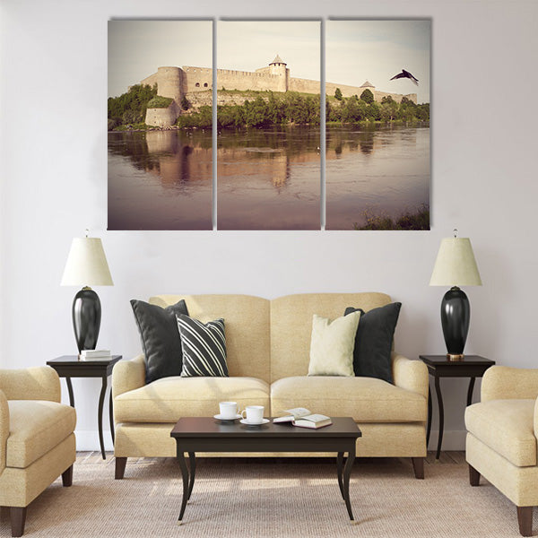 Medieval Fortress in Ivangorod Multi panel canvas wall art