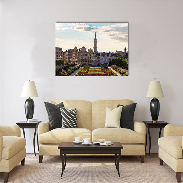 Cityscape of Brussels in a beautiful summer day Multi panel canvas wall art