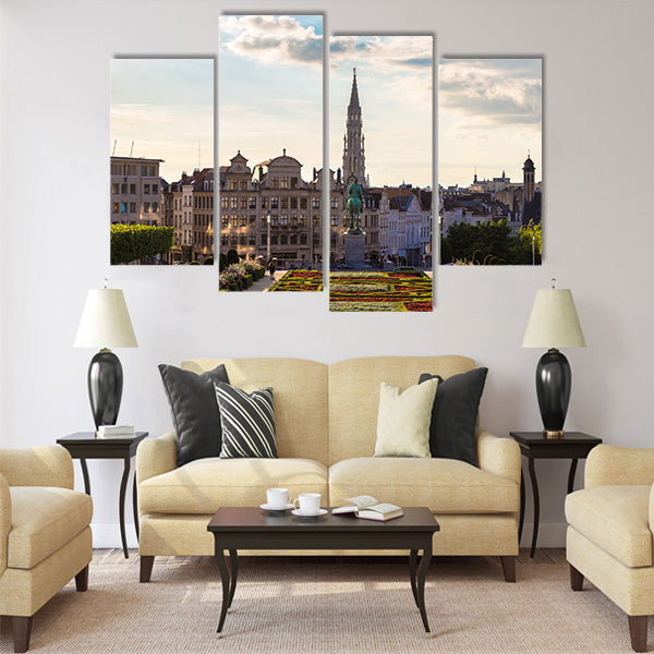 Cityscape of Brussels in a beautiful summer day Multi panel canvas wall art