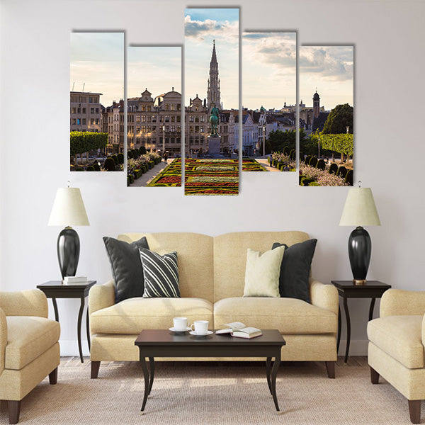 Cityscape of Brussels in a beautiful summer day Multi panel canvas wall art