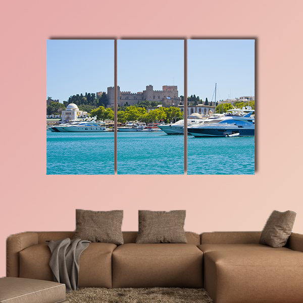 Port of Rhodes town, Rhodes, Greece multi panel canvas wall art