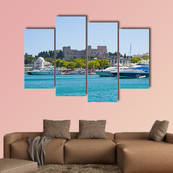Port of Rhodes town, Rhodes, Greece multi panel canvas wall art
