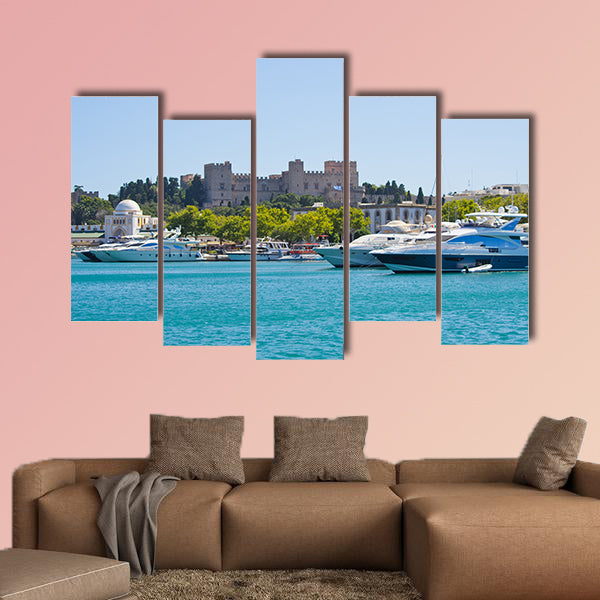 Port of Rhodes town, Rhodes, Greece multi panel canvas wall art