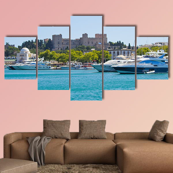 Port of Rhodes town, Rhodes, Greece multi panel canvas wall art