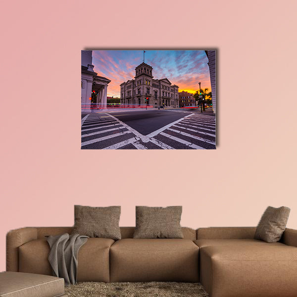 Long exposure of traffic at sunset, in Charleston, South wall art