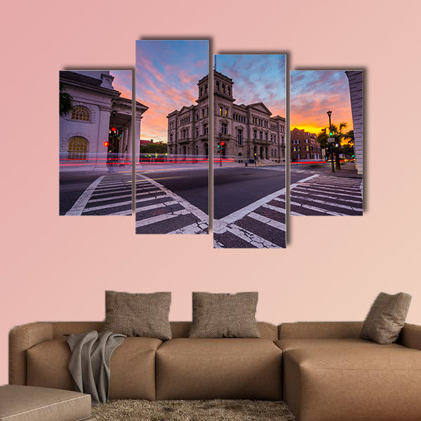 Long exposure of traffic at sunset, in Charleston, South wall art