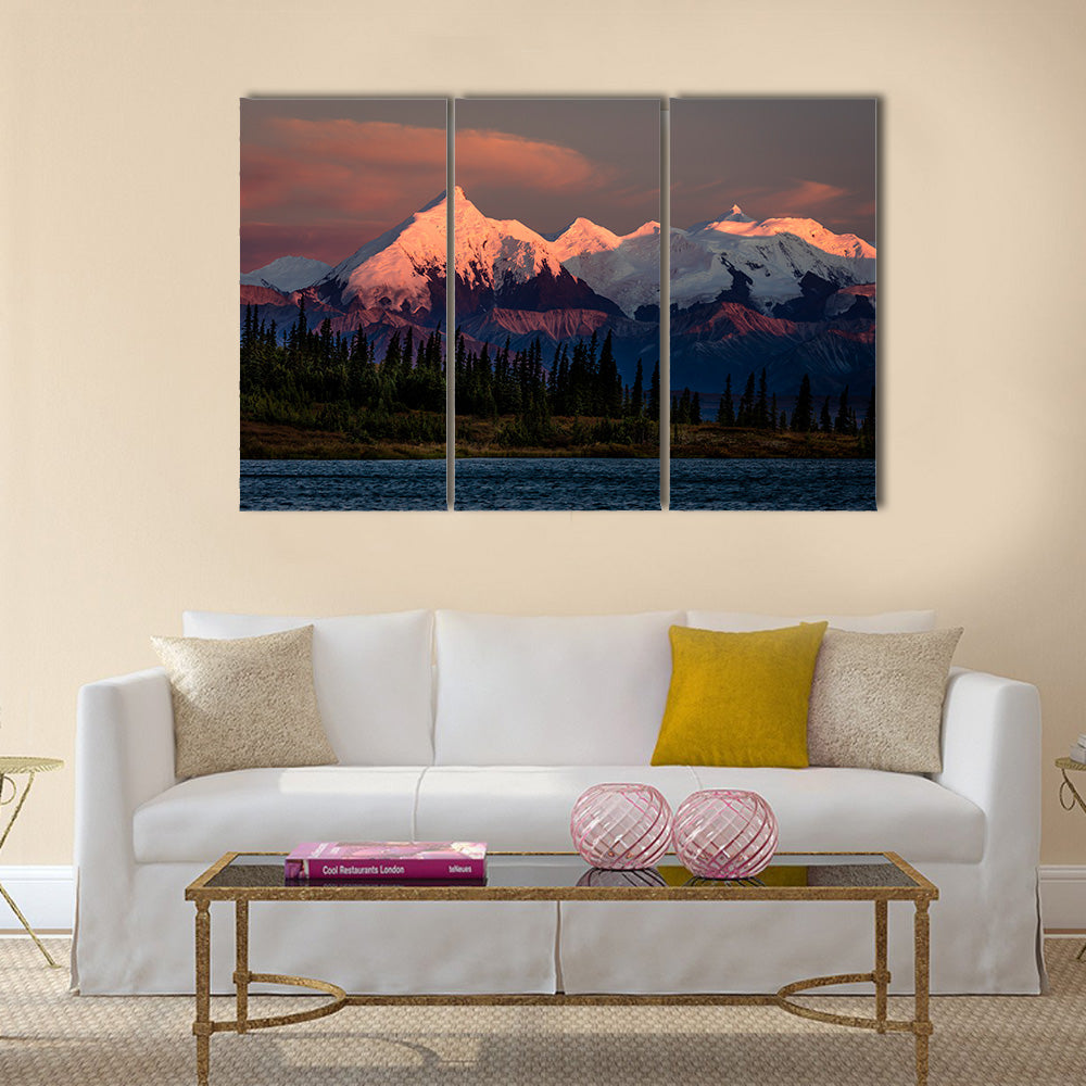 Sunset on Mount Denali previously known as Mount McKinley multi panel canvas wall art