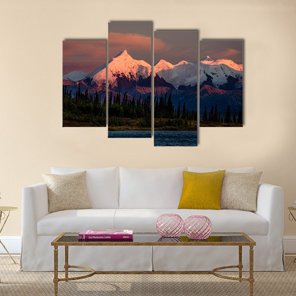 Sunset on Mount Denali previously known as Mount McKinley multi panel canvas wall art