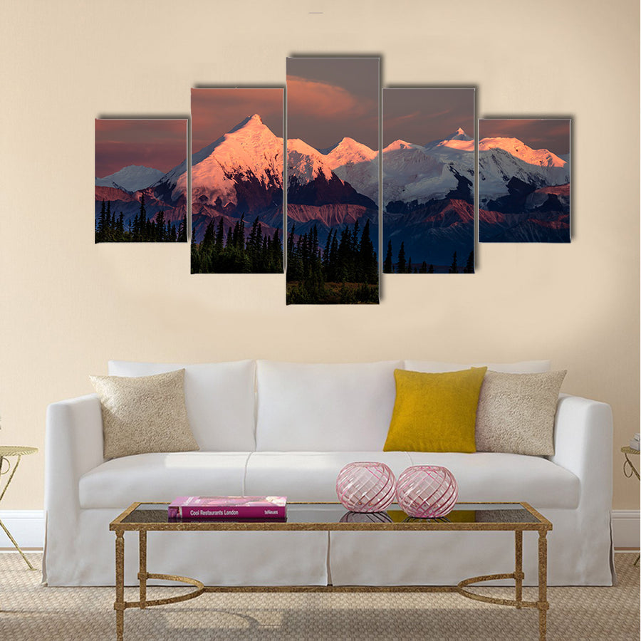 Sunset on Mount Denali previously known as Mount McKinley multi panel canvas wall art