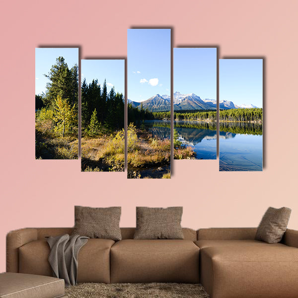 Herbert Lake in Autumn Morning, Canadian Rockies Multi panel canvas wall art