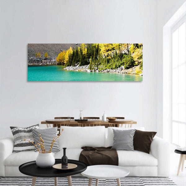 Lake Agnes in Autumn, Canadian Rockies, Panoramic canvas Wall Art