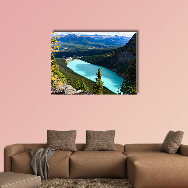 Lake Louise Overlooking from Big Beehive in Autumn, Canadian Rockies Multi panel canvas wall art