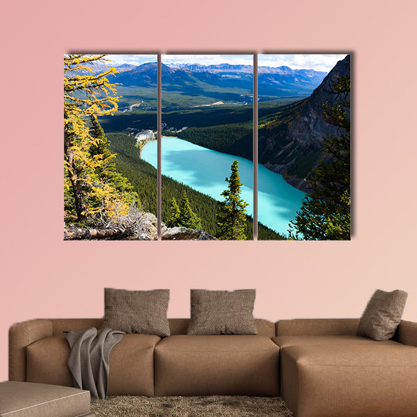 Lake Louise Overlooking from Big Beehive in Autumn, Canadian Rockies Multi panel canvas wall art