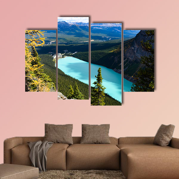 Lake Louise Overlooking from Big Beehive in Autumn, Canadian Rockies Multi panel canvas wall art