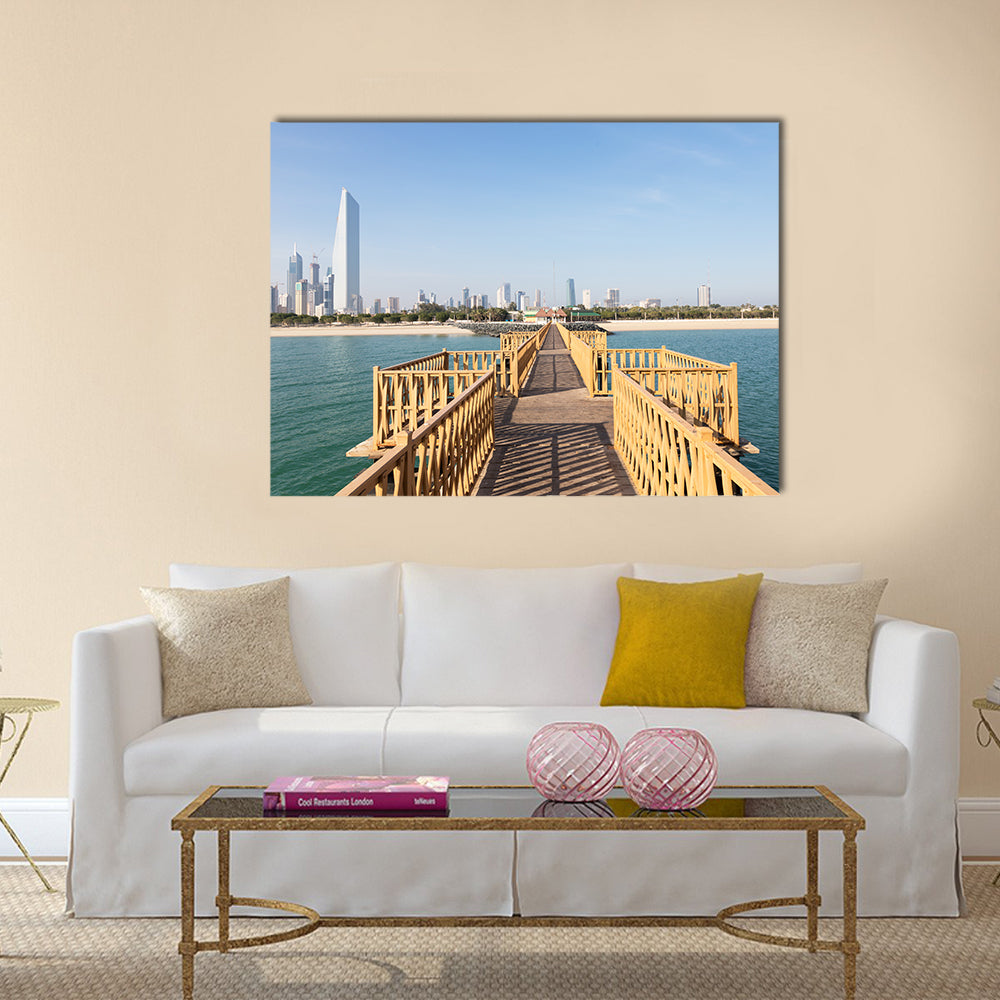 Wooden Pier, Kuwait Multi Panel Canvas Wall Art