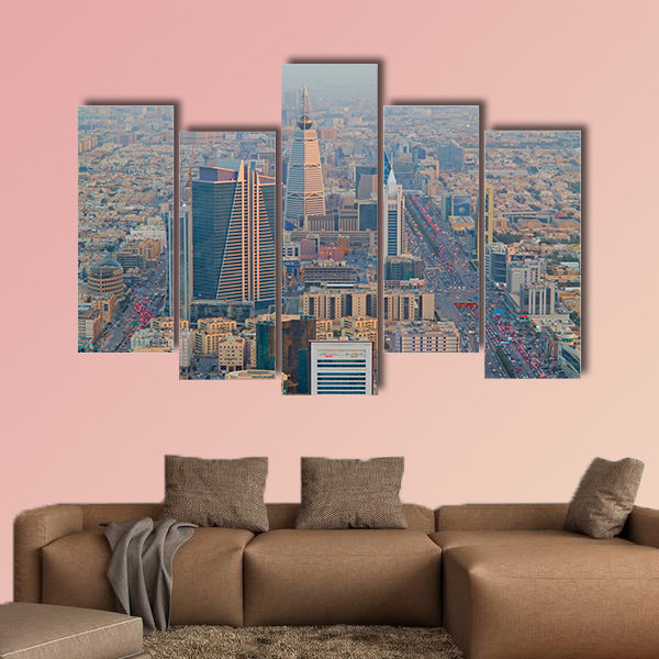 Aerial view of Riyadh downtown multi panel canvas wall art