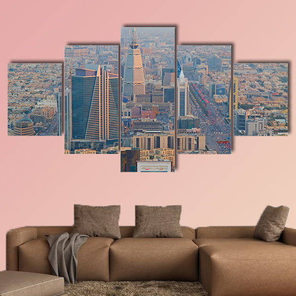 Aerial view of Riyadh downtown multi panel canvas wall art
