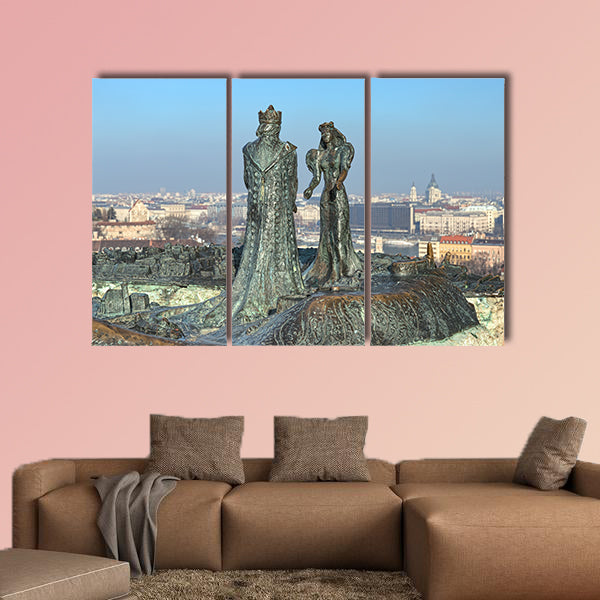 Sculpture of Prince Buda and Princess Pest multi panel canvas wall art