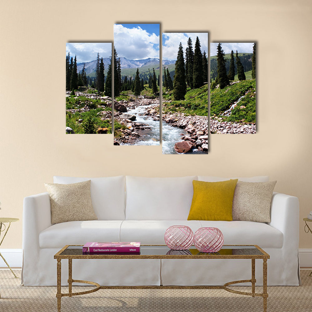 Summer mountain valley, Kazakhstan, Tyan-Shan mountains Multi Panel Canvas Wall Art
