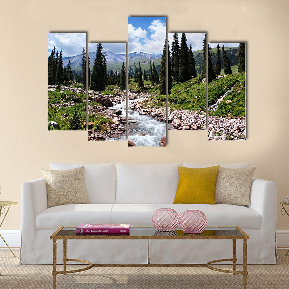 Summer mountain valley, Kazakhstan, Tyan-Shan mountains Multi Panel Canvas Wall Art