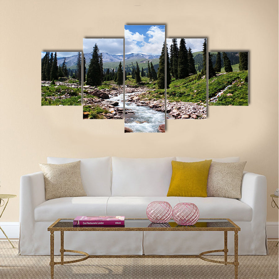 Summer mountain valley, Kazakhstan, Tyan-Shan mountains Multi Panel Canvas Wall Art