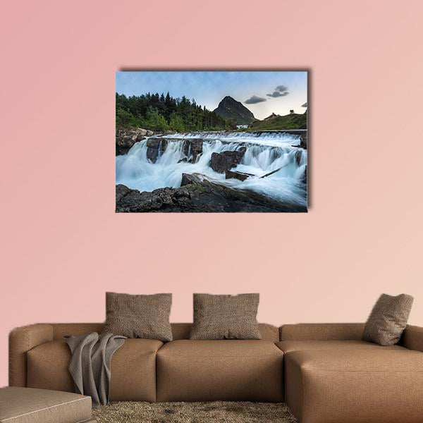 Swiftcurrent Falls in Many Glacier, Glacier National Park Multi panel canvas wall art