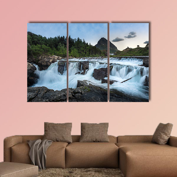 Swiftcurrent Falls in Many Glacier, Glacier National Park Multi panel canvas wall art