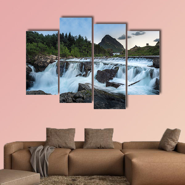 Swiftcurrent Falls in Many Glacier, Glacier National Park Multi panel canvas wall art