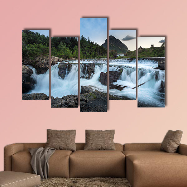 Swiftcurrent Falls in Many Glacier, Glacier National Park Multi panel canvas wall art