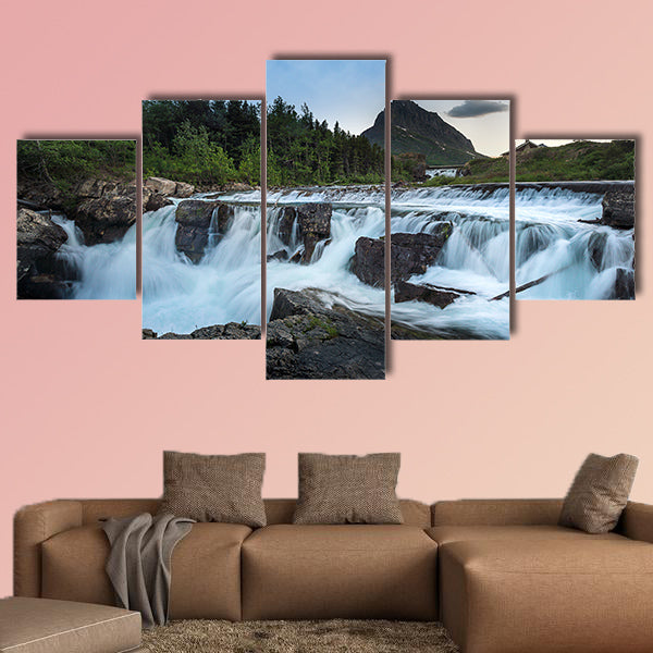 Swiftcurrent Falls in Many Glacier, Glacier National Park Multi panel canvas wall art